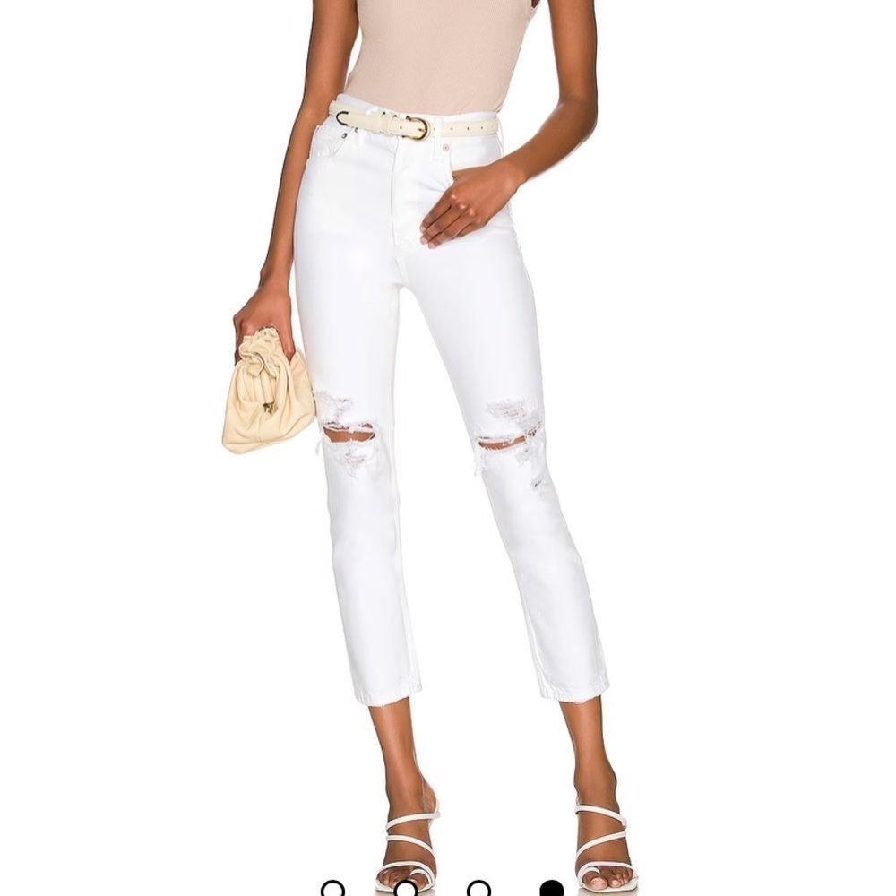 Agolde Riley High Rise Straight Crop in Slant White Size 25